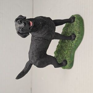 Vtg LivingStone Black Lab Puppy Dog On Base Sculpture